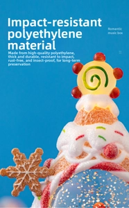 Detail of Christmas lantern ornament showing durable PE material and festive snow textures