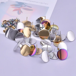 DIY jewelry kit with gold silver and rainbow stainless steel stud earring bases