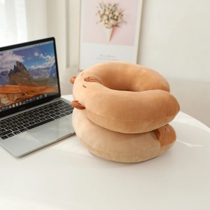 Cute Capybara animal plush U-shaped neck pillow for office travel and neck support