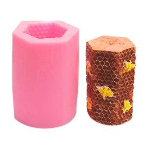3D-Waben-Silikonform für Kerzen und Seifen mit realistischen Bienen-Design-Details