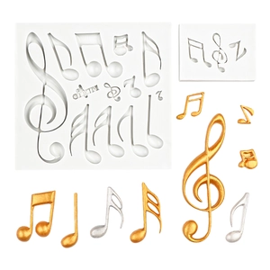 Musik Silikonform mit Noten und Gitarre für Fondant, Schokolade und Tortendekoration