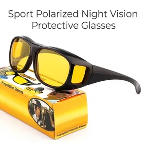 Détail de lunettes de vision nocturne polarisées sport avec verres jaunes et monture