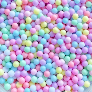 Perles en Résine Sans Trou Couleur Macaron Bonbon Givré Brillant Mélange de Perles Rondes pour DIY Artisanat Ornement Remplissage