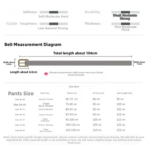Size chart showing width 1.9cm and length 104cm for pearl buckle women belt