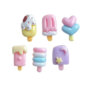 Luminous glitter resin ice cream charms in pastel colors for DIY jewelry and nail art