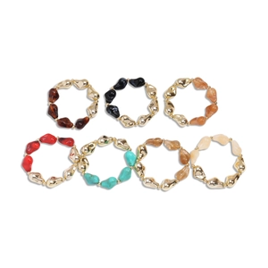 Bracelets bohèmes en perles acryliques avec accents métalliques et résine de diverses couleurs