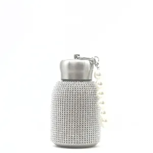 300ml sparkling diamond insulated stainless steel water bottle with pearl strap detail