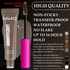 Detail showing precise eyebrow gel brush and fiber texture for 16H long lasting wear