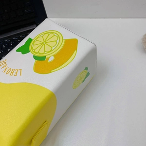 Creative lemon milk carton crossbody bag with lemonade print and textured PU leather