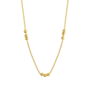 Minimalist S925 sterling silver beaded necklace with polished gold finish beads