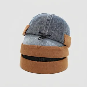 Vintage Denim Patchwork Docker Mützen für Kinder in verschiedenen Hip-Hop Farben
