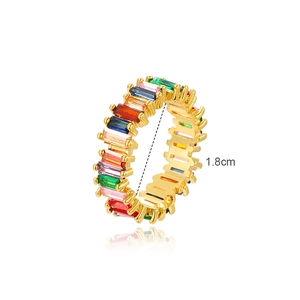 Rainbow cubic zirconia ring in 18K gold plated copper with 1.8cm diameter sizing