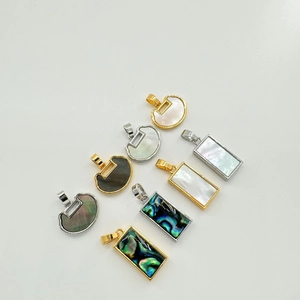 Natural Shell Inlaid Copper Pendant Rectangle Peace Lock Charms For DIY Necklace Bracelet Making Jewelry Finding