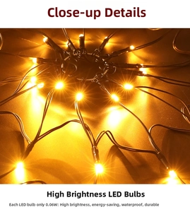 Detail view of high brightness waterproof warm yellow LED beads with 0.06W power efficiency
