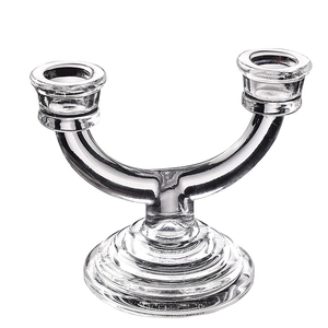 Nordic U-shaped twin glass candle holder with elegant tiered base for home wedding decor