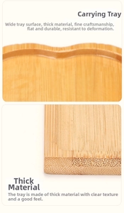 Close-up of thick bamboo tray showing natural wood grain and wavy polished edges