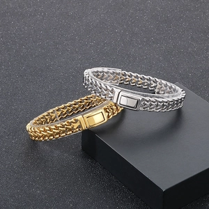 Bracciali da uomo in acciaio inossidabile intrecciato oro e argento con chiusura a scatto