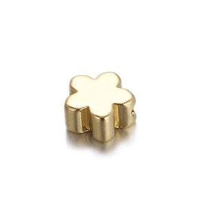 Detailed view of gold-plated five-petal flower metal bead for DIY jewelry making