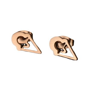 Minimalist rose gold hollow ice cream cone stud earrings in stainless steel