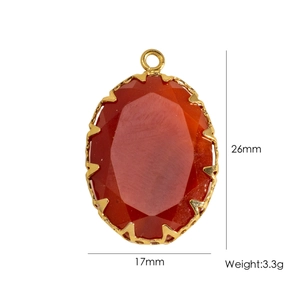 Detailed view of red gemstone pendant with 26mm x 17mm size and 3.3g weight specs