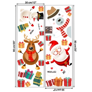 Stickers de Noël avec Père Noël, renne et bonhomme de neige pour décor de fenêtre et mur
