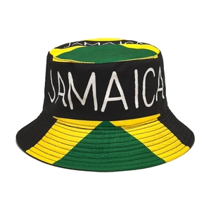 Chapeau Bob Drapeau Jamaïque Polyester Protection Solaire Été Extérieur Voyage Plage Rétro Broderie Lettres Unisexe