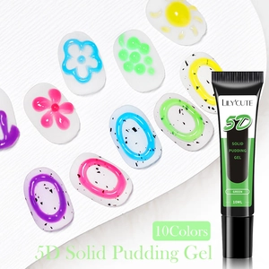 LILY'CUTE 5D solid pudding nail gel with green macaron color for 3D textured nail art