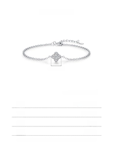 Tableau des tailles détaillé pour bracelet trèfle en argent S925 avec pendentif de 7,5 mm