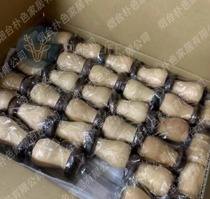 Bulk pack of mushroom-shaped black walnut wood knobs in individual plastic packaging