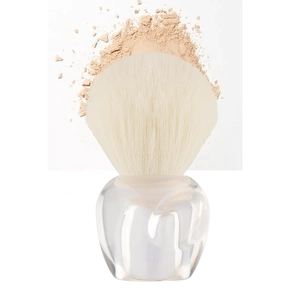 Mini Powder Brush Soft Synthetic Fiber Transparent Acrylic Handle Portable Face Makeup Tool Round Setting Brush