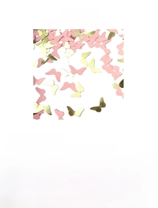 Detail of mixed pink and gold glitter butterfly paper confetti for party decorations