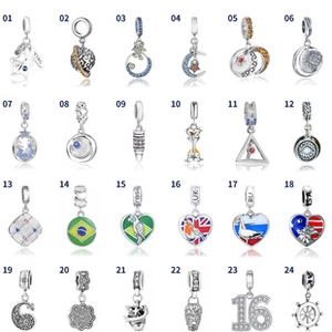 Macro de 24 charms en argent S925 avec émail coloré et détails en oxyde de zirconium