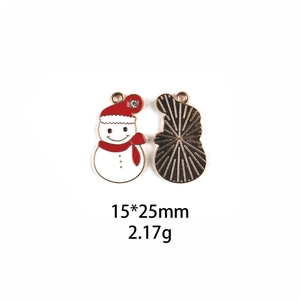 Detail view of snowman alloy charms with dimensions and weights for jewelry making
