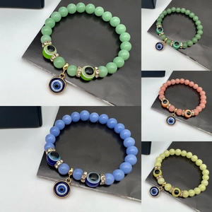Evil Eye Beaded Bracelet Natural Stone Luminous Glow In The Dark Elastic Amulet Ethnic Style Jewelry For Women