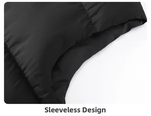 Macro detail of high-quality sleeveless armhole cut on a black padded puffer vest