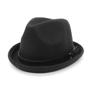 Vintage Woolen Fedora Hat For Men Women Retro Short Brim Cloche Hat With Leather Band And Metal Ring Warm Winter Headwear