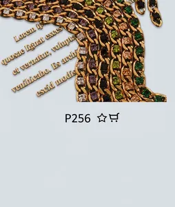 Macro detail of gold chunky chain bracelets with colorful square-cut gemstone inlays