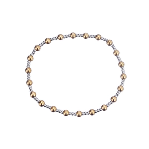 Classic 18K gold and silver beaded elastic bracelet for women made of stainless steel