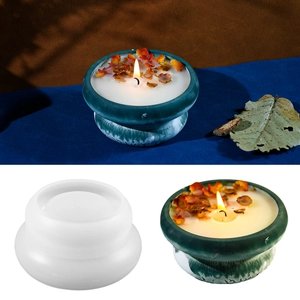 DIY Dubbele Ring Kaarsbeker Siliconen Vorm Voor Aromatherapie Pot Gips Cement Opbergcontainer Handgemaakt Ambacht