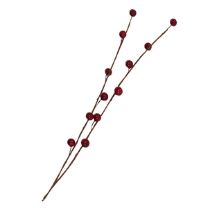 Set of two decorative artificial red berry branches for Christmas and Spring DIY decor