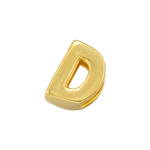 Λήψη macro από επιχρυσωμένη χάντρα γράμμα D 18K με γυαλιστερό φινίρισμα και τρύπα