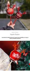 Macro view of Christmas apple fixator with reindeer antlers for DIY flower bouquet