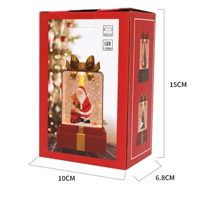 Detailed size specifications for the Red Santa Claus Snow Globe LED Lantern Gift Box
