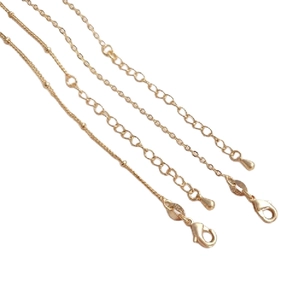 14K gold plated necklace extender chain with lobster clasp and S925 engraved stamp