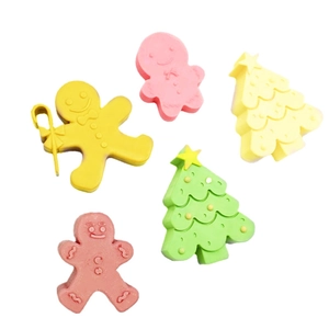 Silicone molds set featuring gingerbread man and Christmas tree for candle making