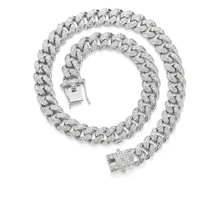 Iced Out Cuban Link Necklace Alloy Rhinestone Hip Hop Jewelry Party Streetwear For Men And Women