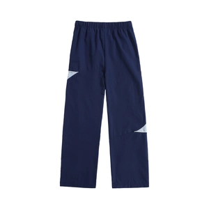 Men's navy blue casual sweatpants featuring elastic waist and grey side panels