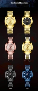 Collection of quartz watches for couples in gold, rose gold, and silver stainless steel