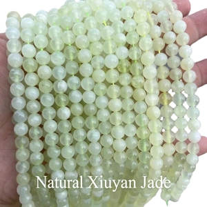 Natural light green Xiu Jade round beads for DIY jewelry making in 6-8mm diameter