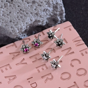 Retro punk star stud earrings with colorful zircon and gothic cross engraving details